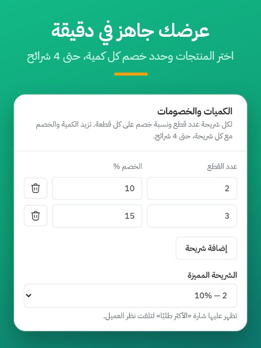 تحديد الكميات والخصومات